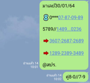 หวยมาเลย์วันนี้ 30/1/64 ชุดที่ 4