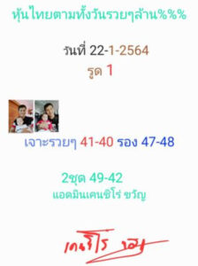 หวยหุ้นวันนี้ 22/1/64 ชุดที่ 5