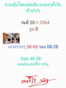 หวยหุ้นวันนี้ 20/1/64 ชุดที่ 3