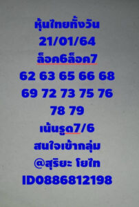 หวยหุ้นวันนี้ 21/1/64 ชุดที่ 3