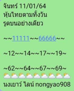 หวยหุ้นวันนี้ 11/1/64 ชุดที่ 7