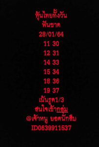 หวยหุ้นวันนี้ 28/1/64 ชุดที่ 6