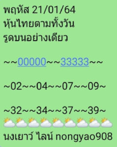 หวยหุ้นวันนี้ 21/1/64 ชุดที่ 10