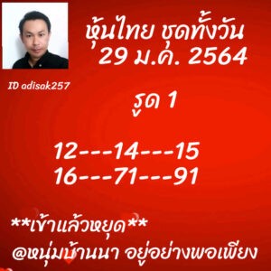 หวยหุ้นวันนี้ 29/1/64 ชุดที่ 7