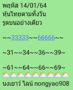 หวยหุ้นวันนี้ 14/1/64 ชุดที่ 3