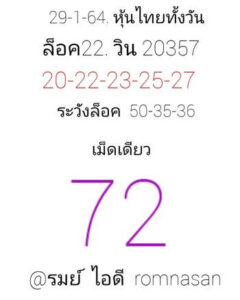 หวยหุ้นวันนี้ 29/1/64 ชุดที่ 8