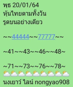 หวยหุ้นวันนี้ 20/1/64 ชุดที่ 9