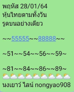 หวยหุ้นวันนี้ 28/1/64 ชุดที่ 9