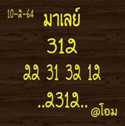 หวยมาเลย์วันนี้ 10/2/64 ชุดที่ 8