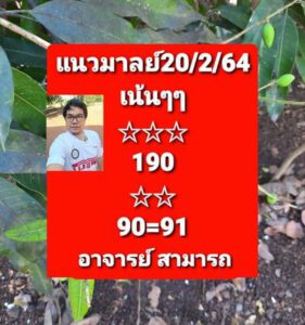 หวยมาเลย์วันนี้ 20/2/64 ชุดที่ 2