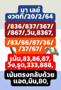 หวยมาเลย์วันนี้ 20/2/64 ชุดที่ 7