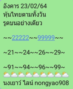 หวยหุ้นวันนี้ 23/2/64 ชุดที่ 8