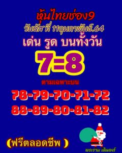 หวยหุ้นวันนี้ 11/2/64 ชุดที่ 8