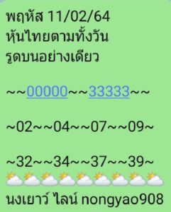 หวยหุ้นวันนี้ 11/2/64 ชุดที่ 6