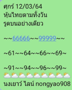 หวยหุ้นวันนี้ 12/3/64 ชุดที่ 5