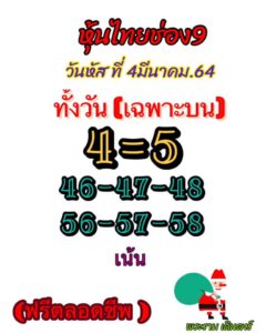 หวยหุ้นวันนี้ 4/3/64 ชุดที่ 7