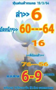 หวยหุ้นวันนี้ 19/3/64 ชุดที่ 4