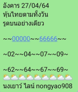 หวยหุ้นวันนี้ 27/4/64 ชุดที่ 8