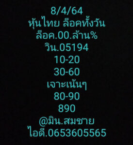 หวยหุ้นวันนี้ 8/4/64 ชุดที่ 6