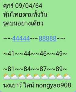 หวยหุ้นวันนี้ 9/4/64 ชุดที่ 10