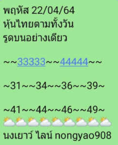 หวยหุ้นวันนี้ 22/4/64 ชุดที่ 1