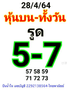 หวยหุ้นวันนี้ 28/4/64 ชุดที่ 5