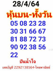 หวยหุ้นวันนี้ 28/4/64 ชุดที่ 6