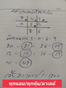 หวยมาเลย์วันนี้ 29/5/64 ชุดที่ 2