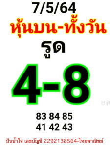 หวยหุ้นวันนี้ 7/5/64 ชุดที่ 6