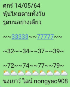 หวยหุ้นวันนี้ 14/5/64 ชุดที่ 1