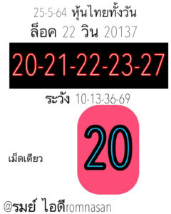 หวยหุ้นวันนี้ 21/5/64 ชุดที่ 6