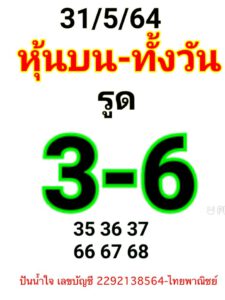 หวยหุ้นวันนี้ 31/5/64 ชุดที่ 1