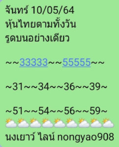 หวยหุ้นวันนี้ 10/5/64 ชุดที่ 1