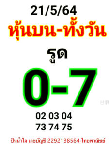 หวยหุ้นวันนี้ 21/5/64 ชุดที่ 4