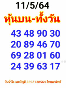 หวยหุ้นวันนี้ 11/5/64 ชุดที่ 7