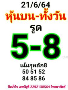 หวยหุ้นวันนี้ 21/6/64 ชุดที่ 3