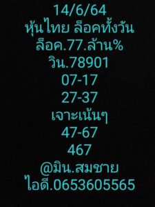 หวยหุ้นวันนี้ 14/6/64 ชุดที่ 9