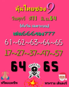 หวยหุ้นวันนี้ 11/6/64 ชุดที่ 3