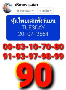 หวยหุ้นวันนี้ 20/7/64 ชุดที่ 1