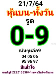 หวยหุ้นวันนี้ 21/7/64 ชุดที่ 1