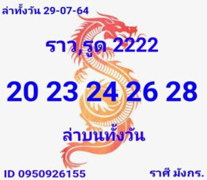 หวยหุ้นวันนี้ 29/7/64 ชุดที่ 1