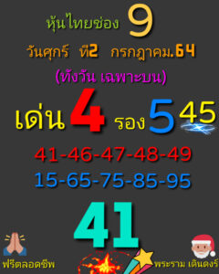 หวยหุ้นวันนี้ 2/7/64 ชุดที่ 9