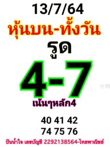 หวยหุ้นวันนี้ 13/7/64 ชุดที่ 3
