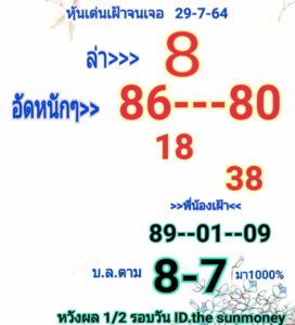 หวยหุ้นวันนี้ 29/7/64 ชุดที่ 4