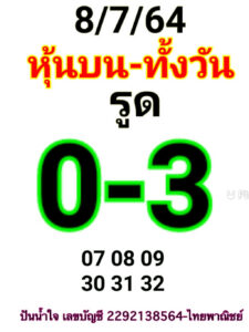 หวยหุ้นวันนี้ 8/7/64 ชุดที่ 5