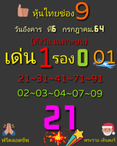 หวยหุ้นวันนี้ 6/7/64 ชุดที่ 8