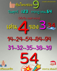 หวยหุ้นวันนี้ 23/7/64 ชุดที่ 8