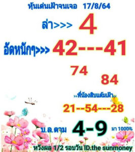 หวยหุ้นวันนี้ 17/8/64 ชุดที่ 6