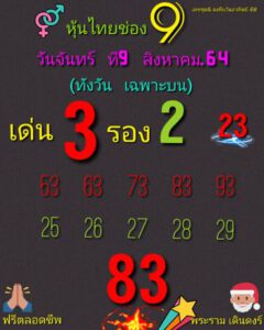 หวยหุ้นวันนี้ 9/8/64 ชุดที่ 8