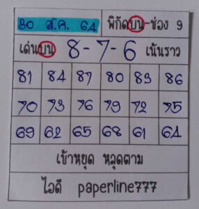 หวยหุ้นวันนี้ 30/8/64 ชุดที่ 9